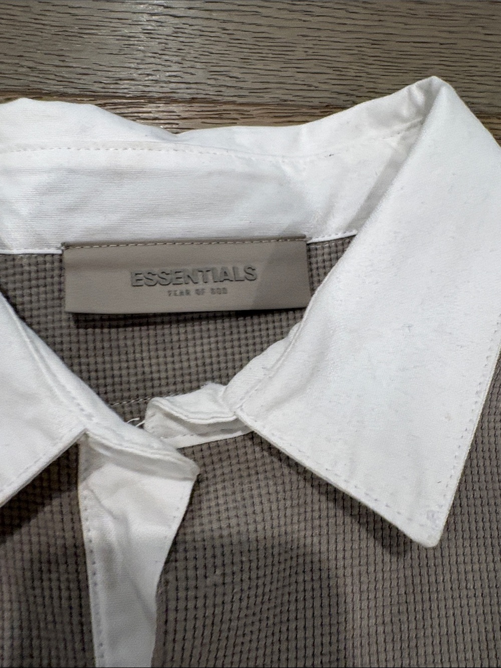 Fear of God ESSENTIALS Beige Rugby Pullover with White Collar - Picture 8 of 15